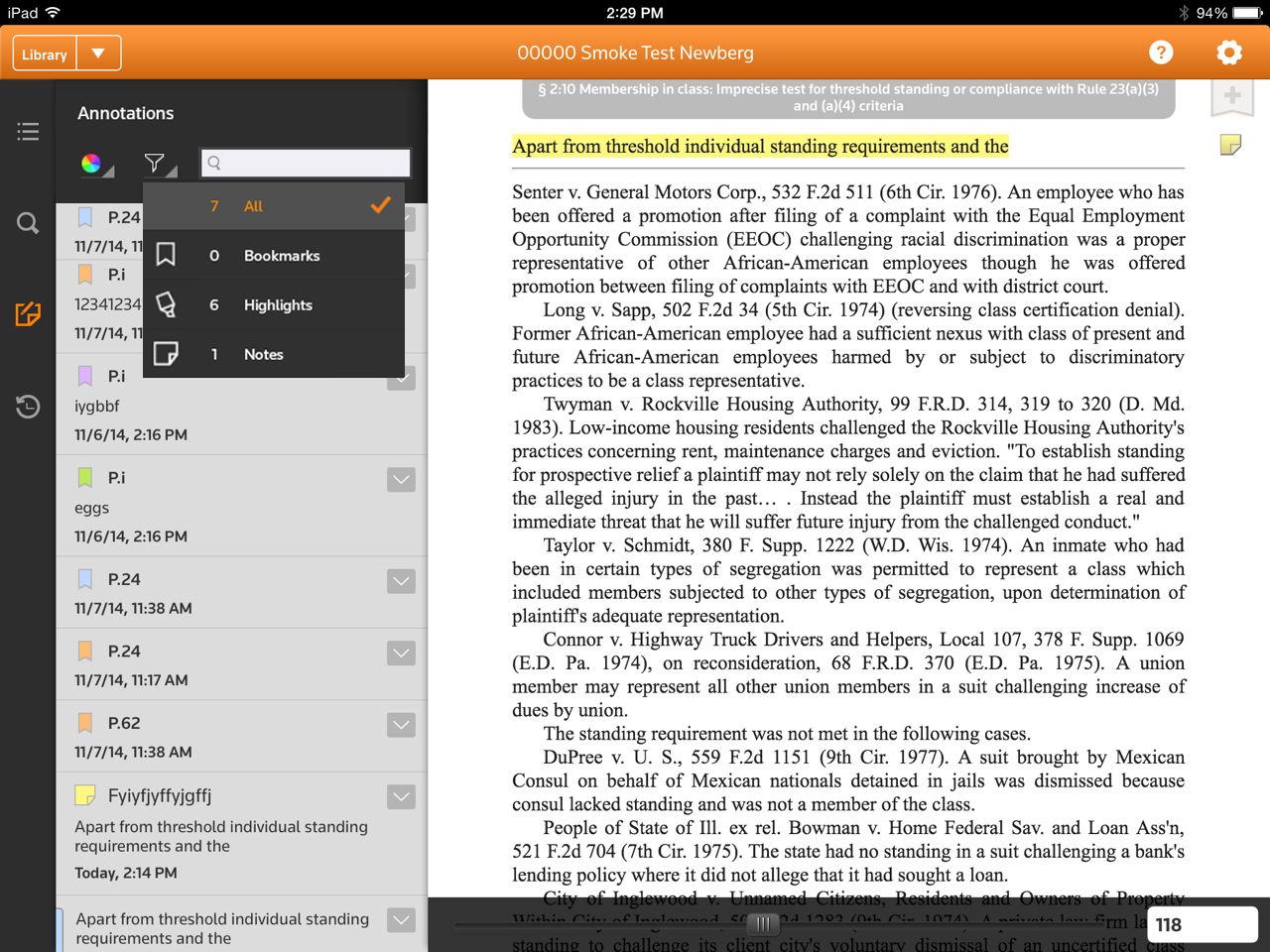 Color-coded notes and highlights in ProView